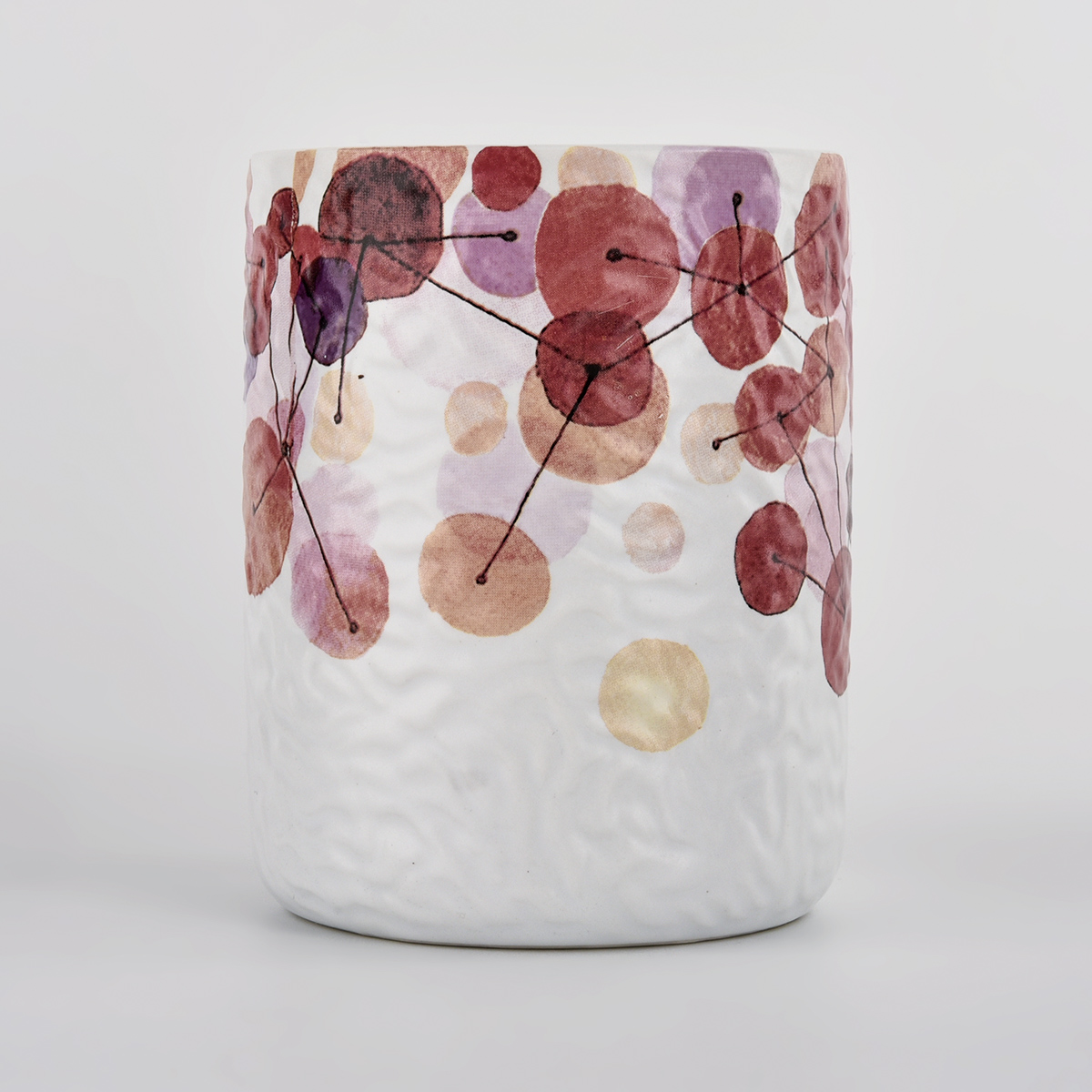 Luxury decorative applique printing ceramic candle jar wedding decor