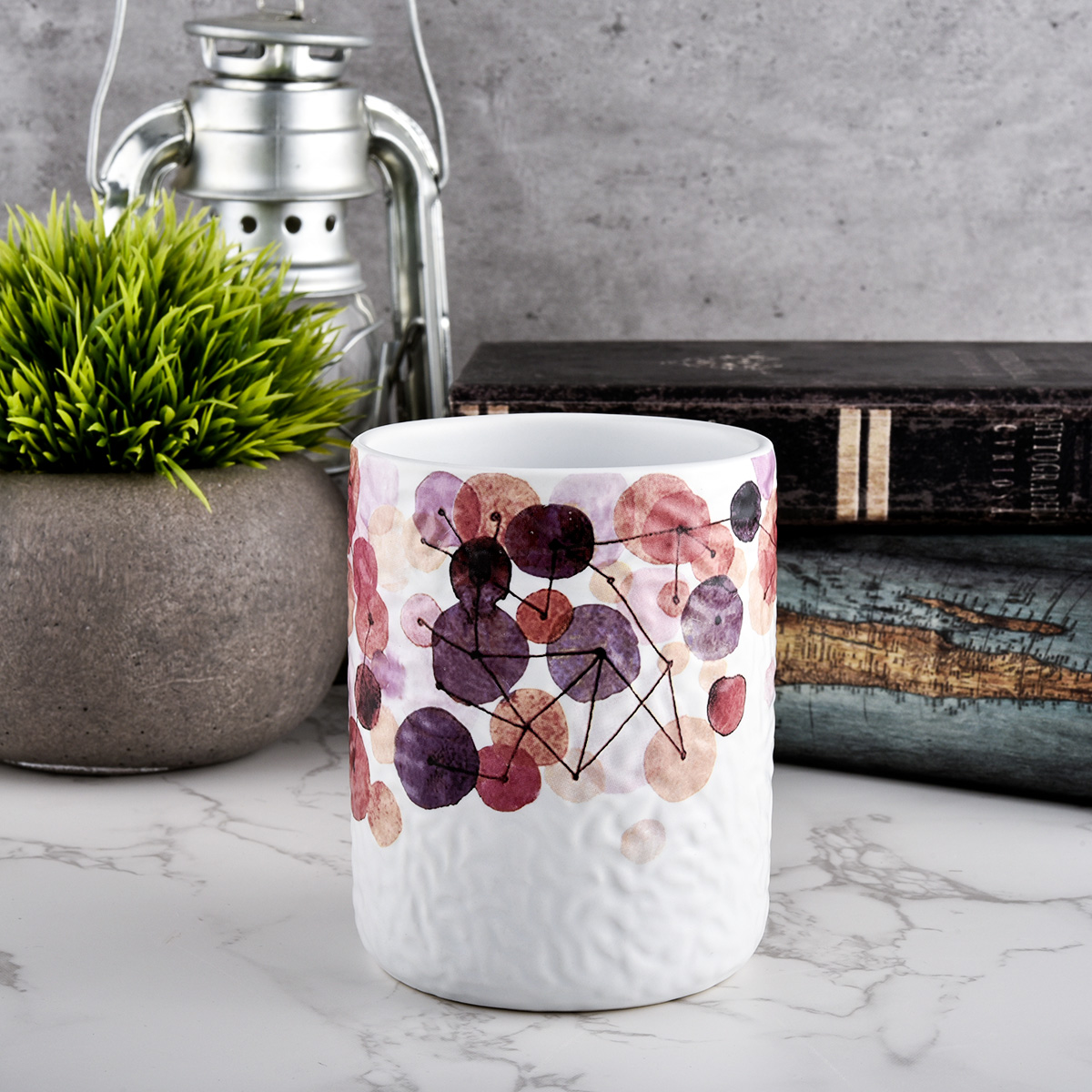 Luxury decorative applique printing ceramic candle jar wedding decor