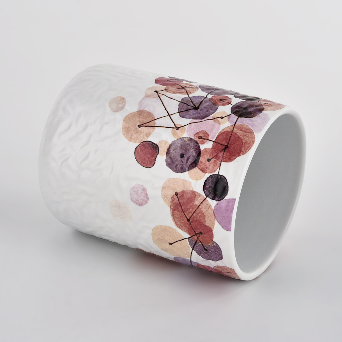 Luxury decorative applique printing ceramic candle jar wedding decor