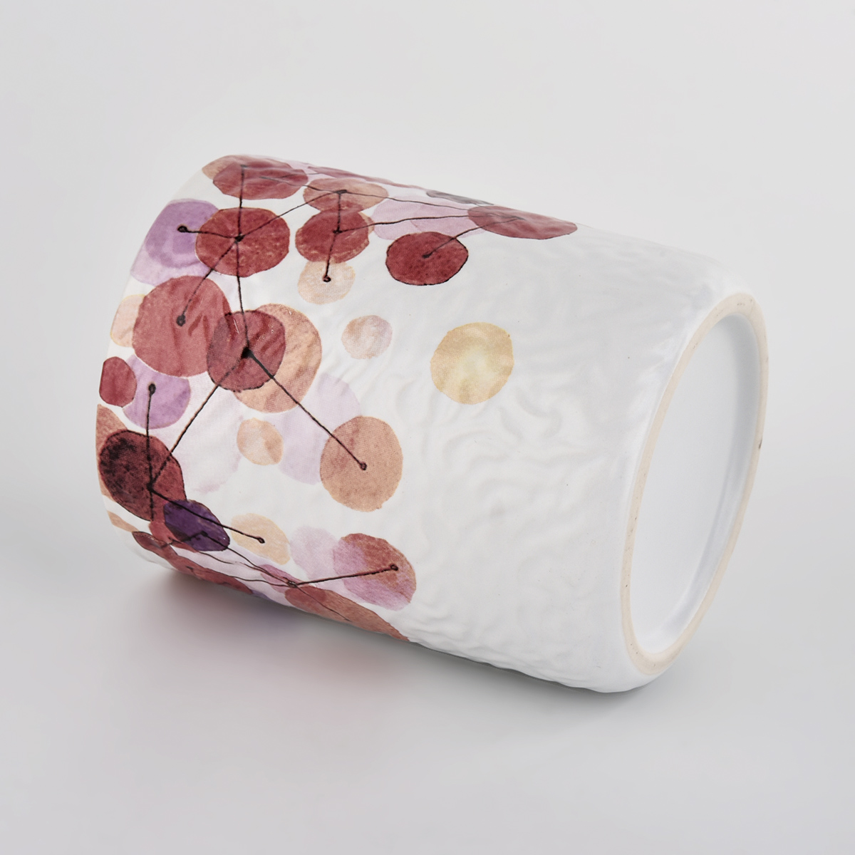 Luxury decorative applique printing ceramic candle jar wedding decor