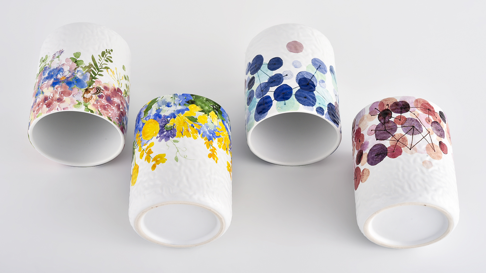 Luxury decorative applique printing ceramic candle jar wedding decor