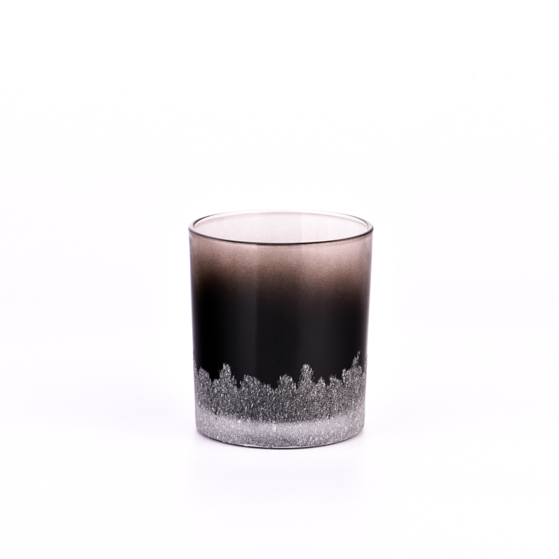 Wholesale popular black snowflake pattern glass candle jars
