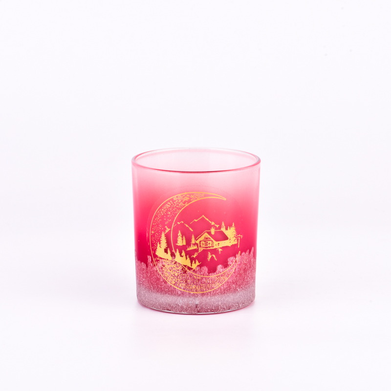 Wholesale 8oz red gradient custom patterned glass candle jars