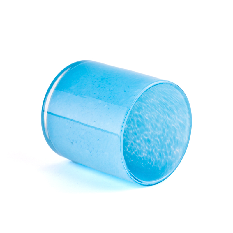 Wholesale blue graffiti glass candle jars for decoration