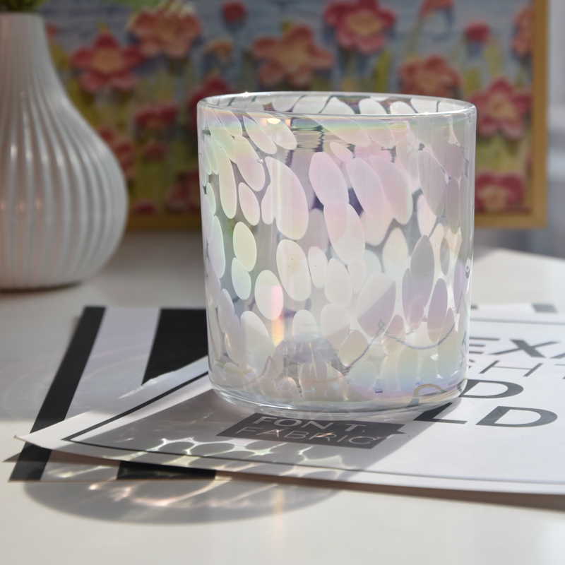 Wholesale colored spotted glass candle jars for candle holder decoration
