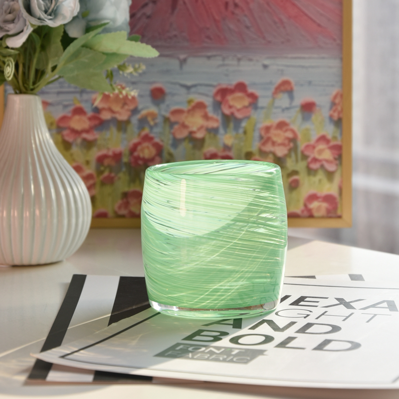 Wholesale popular custom green glass candle jars for home decor