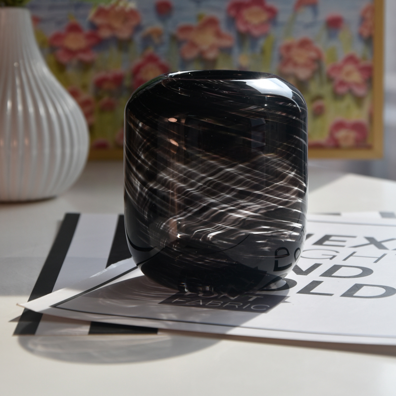 Wholesale black empty glass candle jars for home decoration