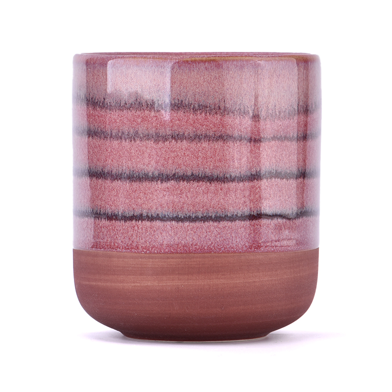 Popular Colored Glazed Ceramic Vessel Candle Jar for Candle Packing
