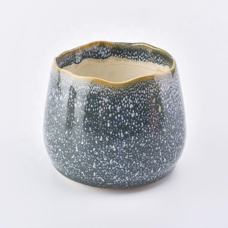 Geo empty glazed votive candle container ceramic candle vessel home decoration