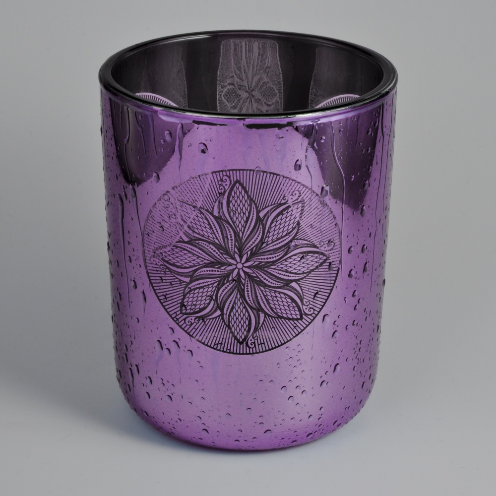 Antique tea light electroplated glass candle vessel