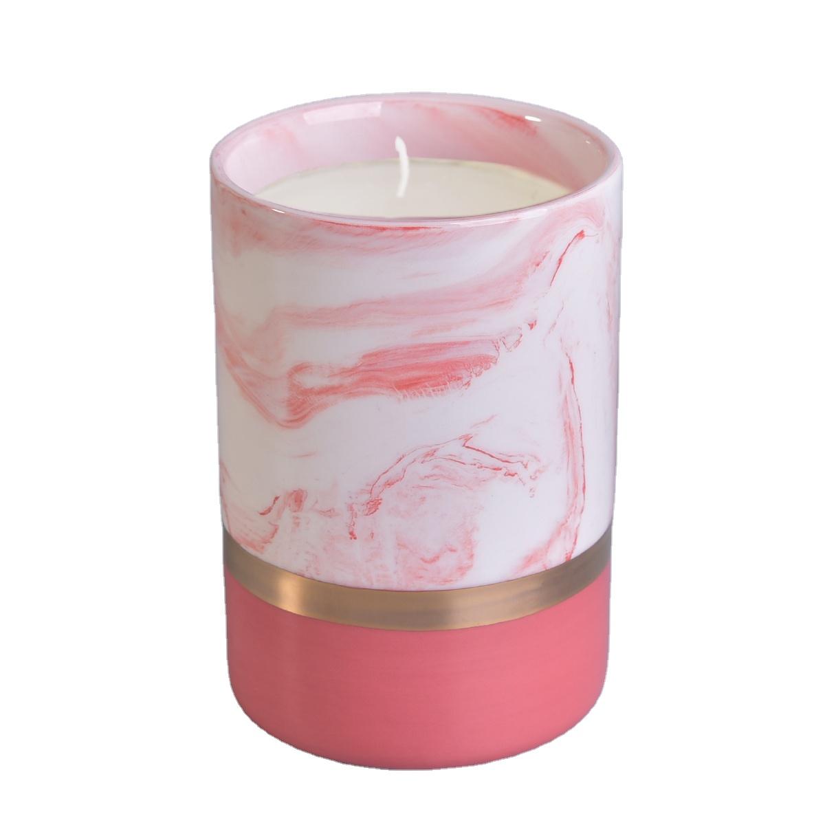Wholesales unique custom painted pink ceramic candle jar 10oz