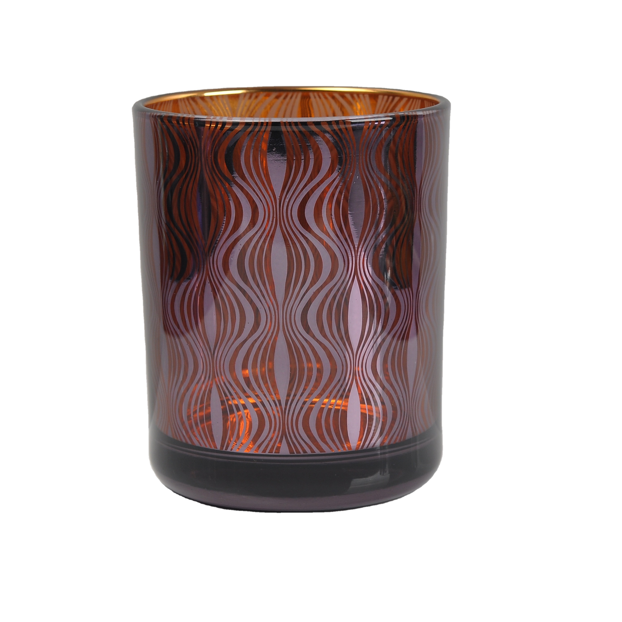 Wholesales luxury cylinder electroplated glass custom candle jas 8oz