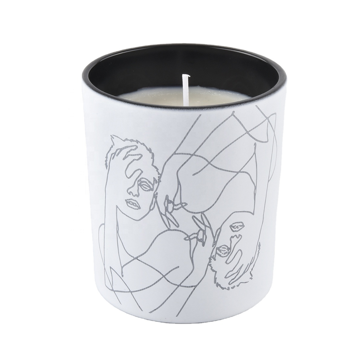 matte white empty luxury candle vessels with lid frosted empty glass jar