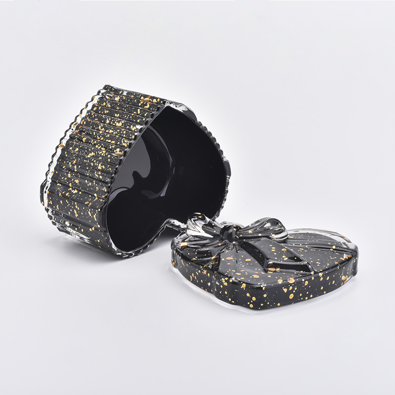 black heart shaped wedding glass candle jar