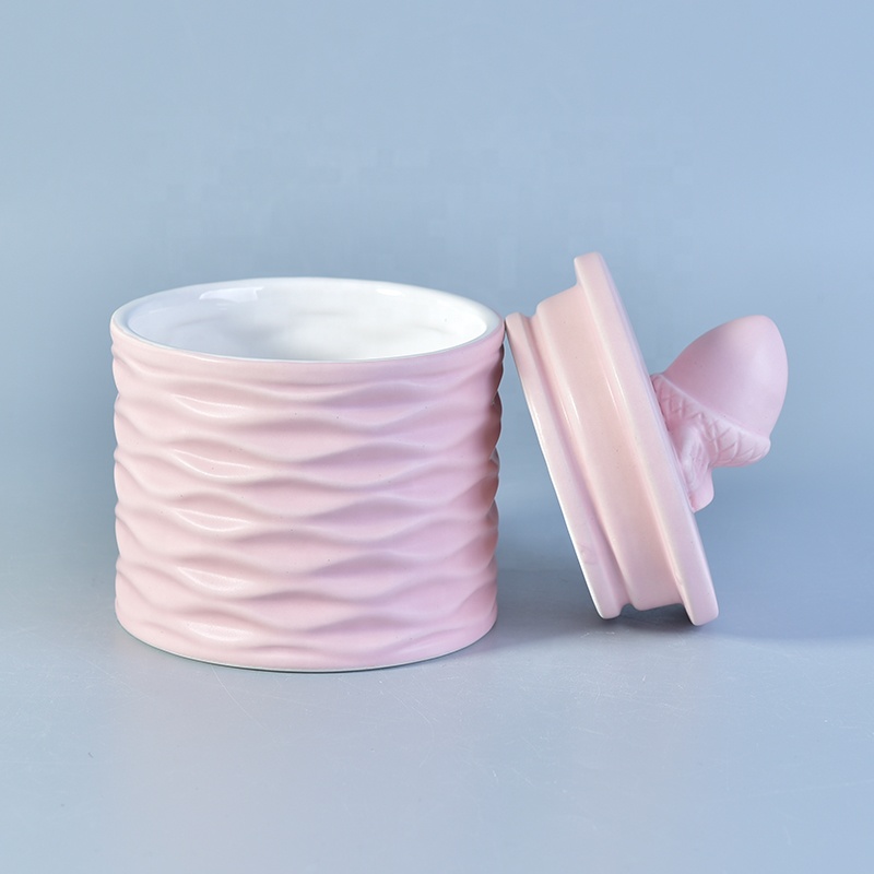 Luxury gift glazed candle votive holder ceramic candle container with lid home decoration factory