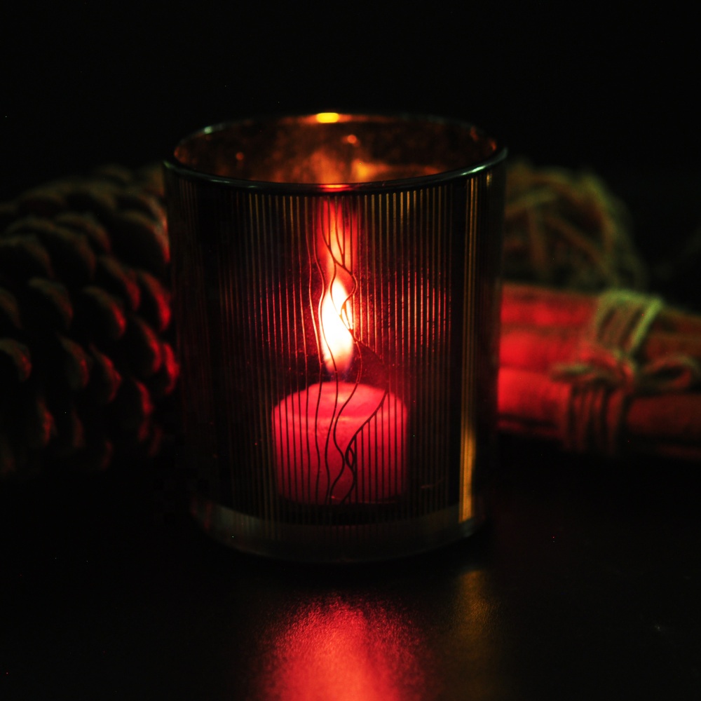 Cylinder empty decorative tealight candle glass vessel
