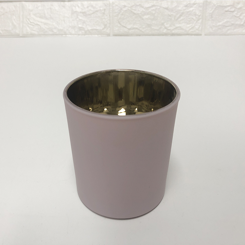 8oz 10oz Matte Pink Glass Candle Jars With Gold Plating