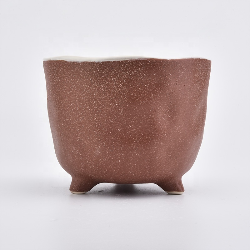 Decorating red candle jar ceramic round candle vessel wholesales