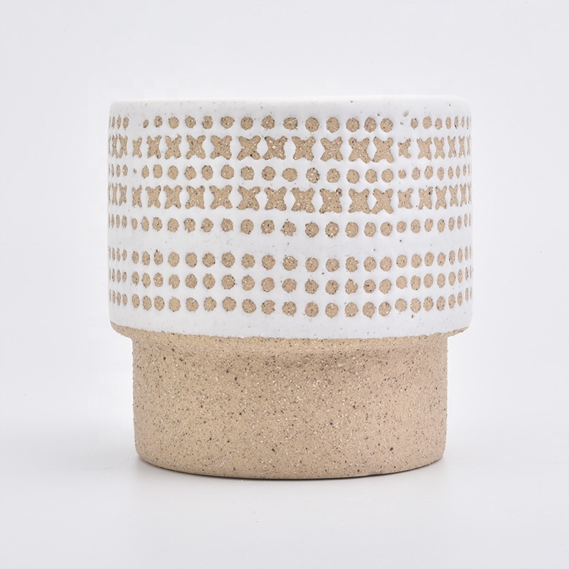 Custom christmas empty decorative ceramic massage candle jar wholesales