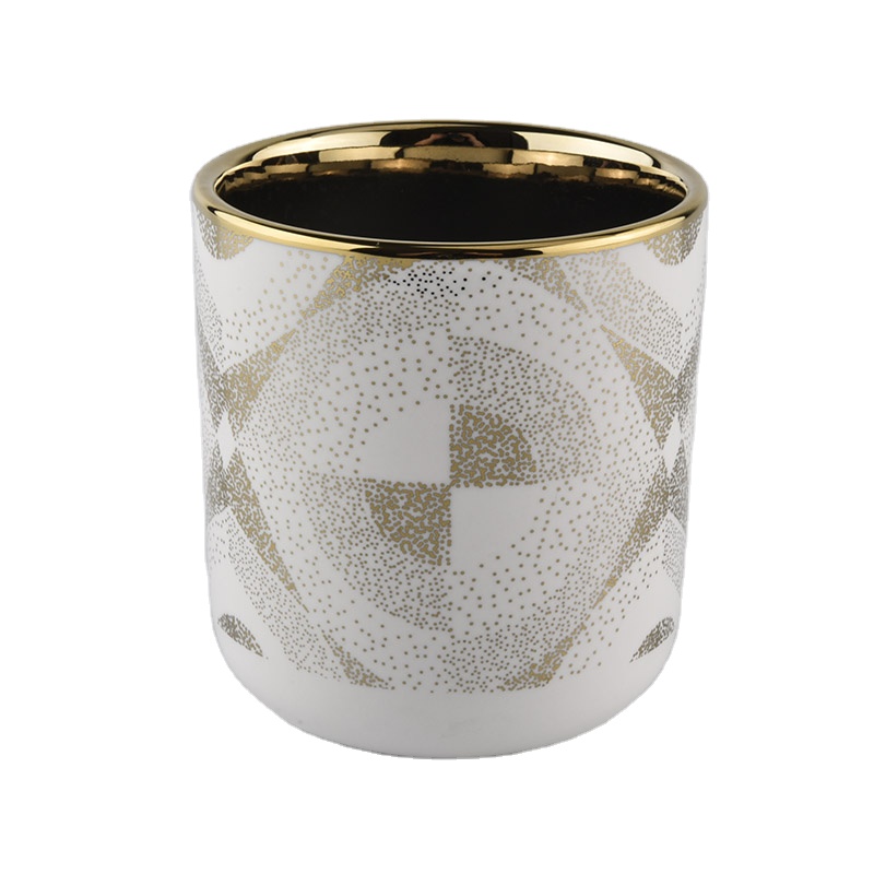 400ml luxury custom electroplated white ceramic candle holders
