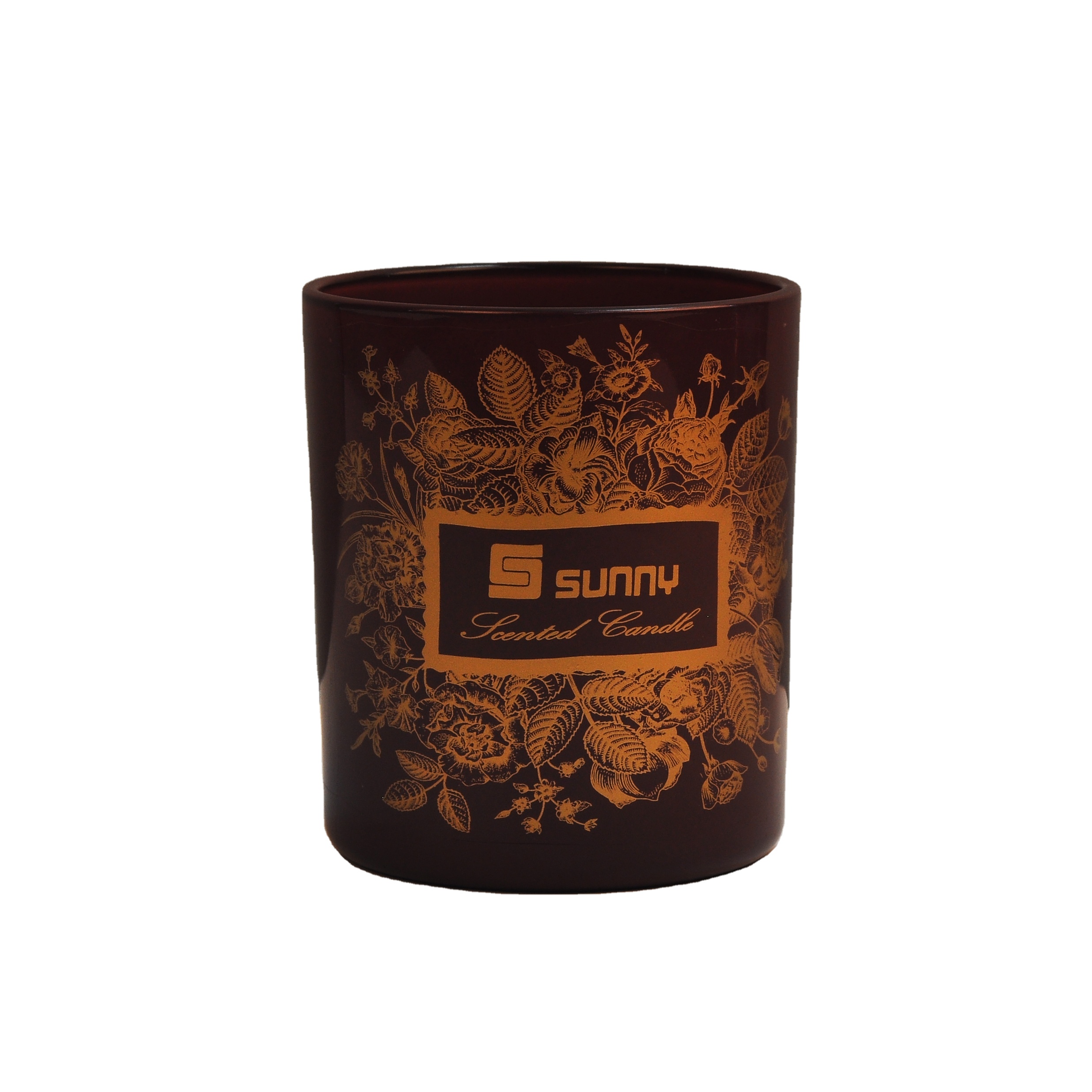 Bulk luxury logo printing cylinder glass candle holders 6oz 8oz 10oz