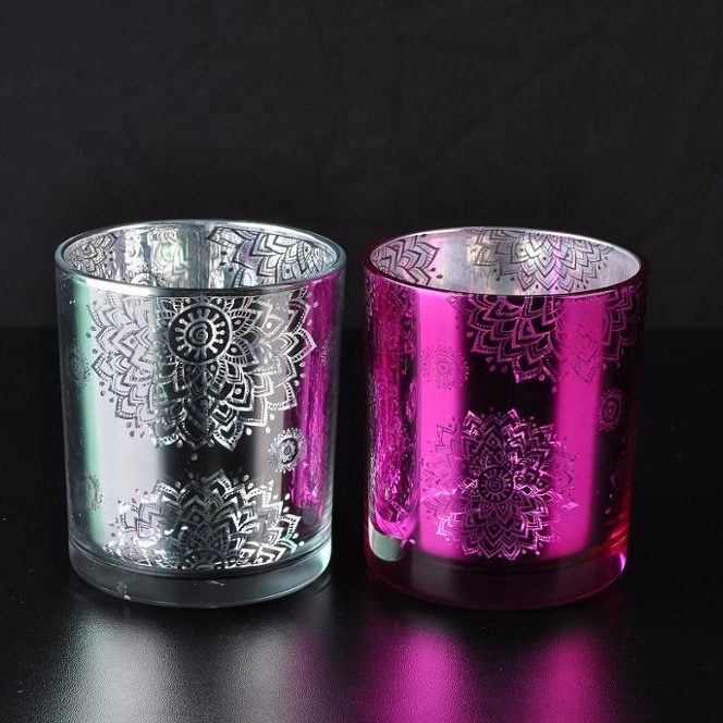 Wholesale mercury laser glass candle jars with wooden lid