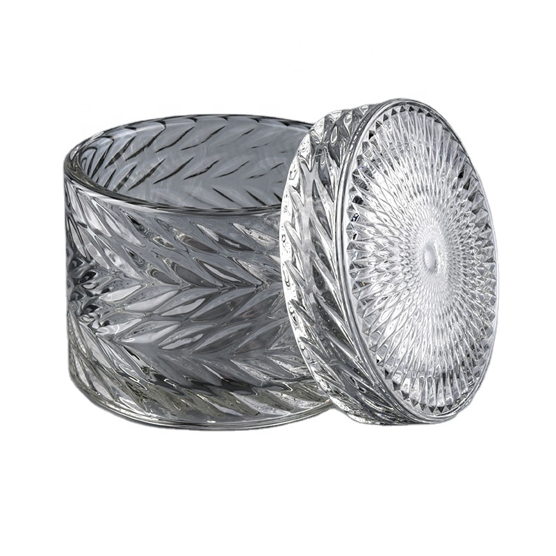 leaf pattern Custom Color Embossed Glass Candle For Candle Making