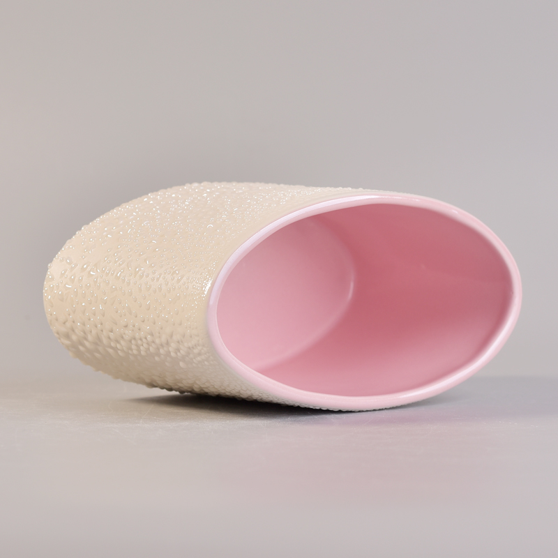 Oval shape ceramic candle holder decorative ceramic candle vessel