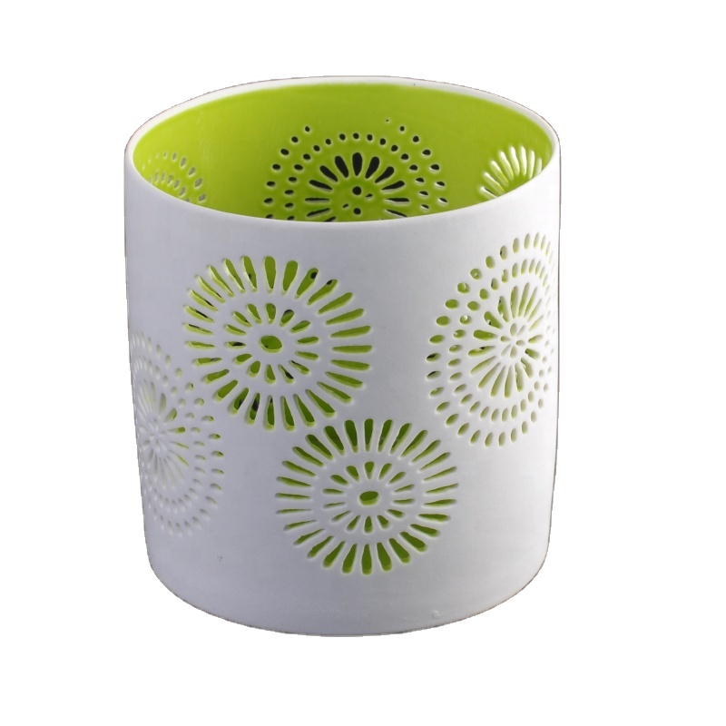 Cylinder White frosted tealight ceramic candle jars