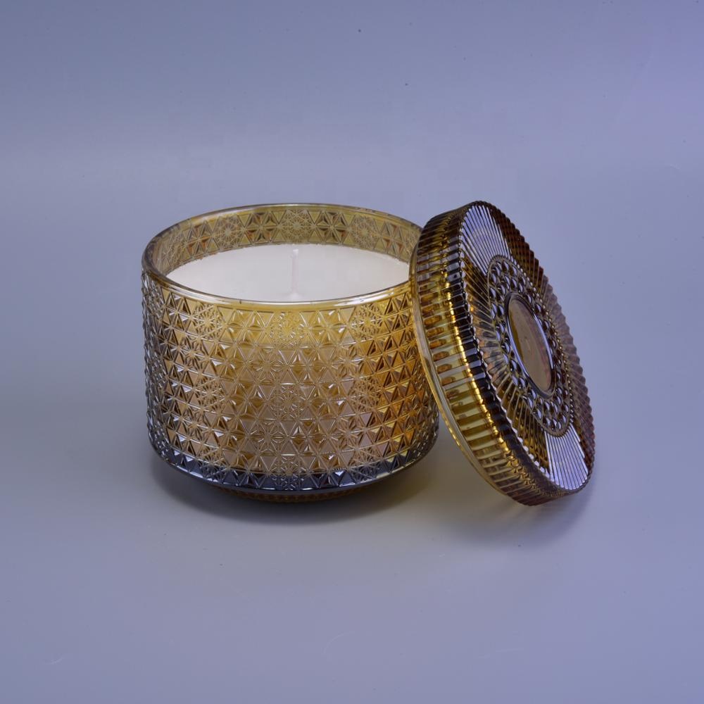 26+years brand cooperation gold tealight glass crystal candle containers with lid