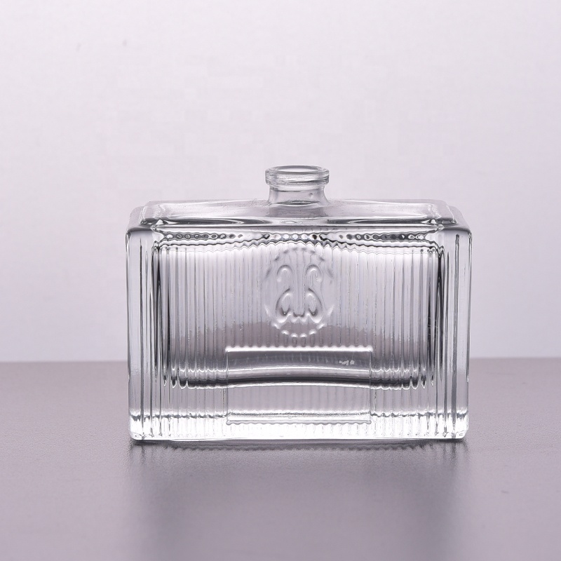 Transparent crystal square glass container double wall perfume spray bottle factory