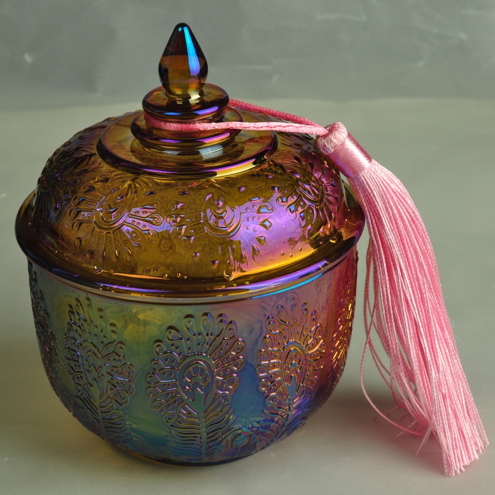 8oz 10oz Sunny spraying luxury glass candle jars with lid