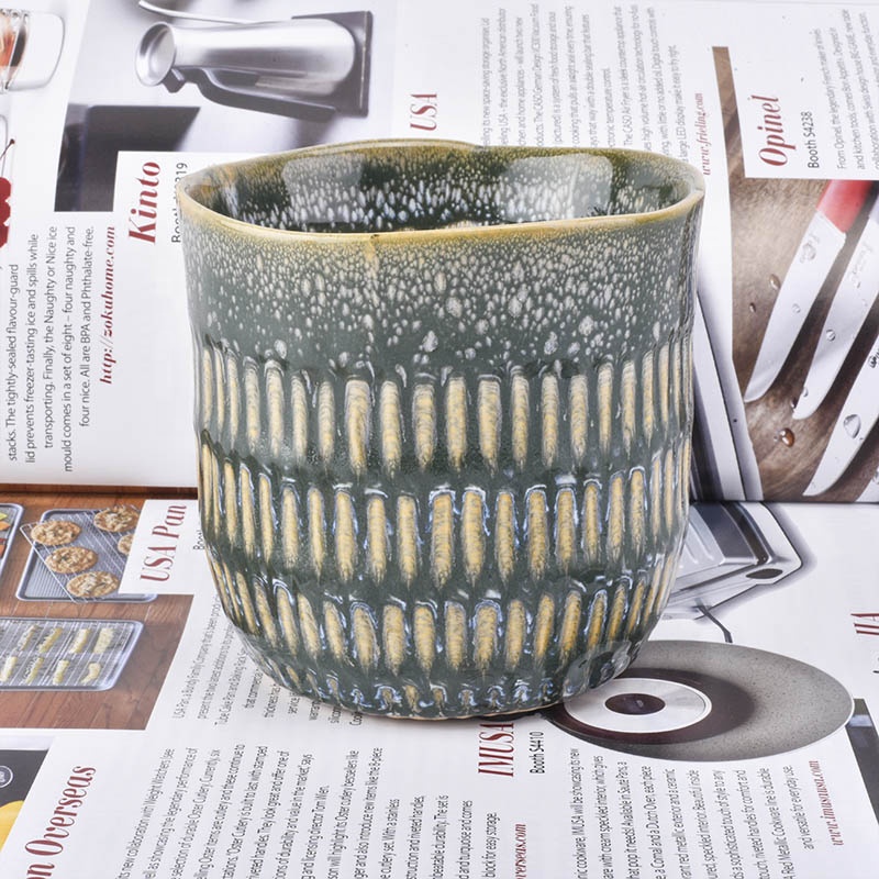 Personalised empty ceramic candle jars for luxury candle making iridescent vessel home decoration