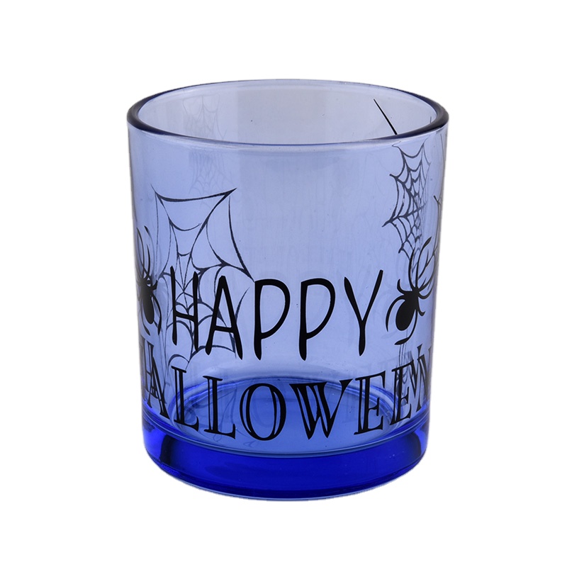 Sunny blue halloween tealight glass candle jar wholesales