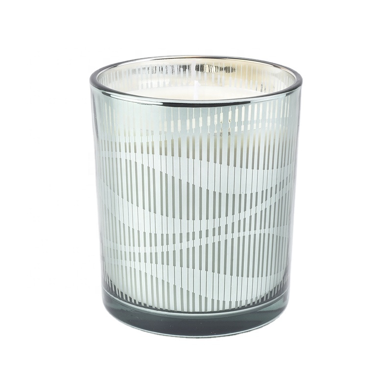 green electroplated scented candle vessels glass 12 oz candle jar