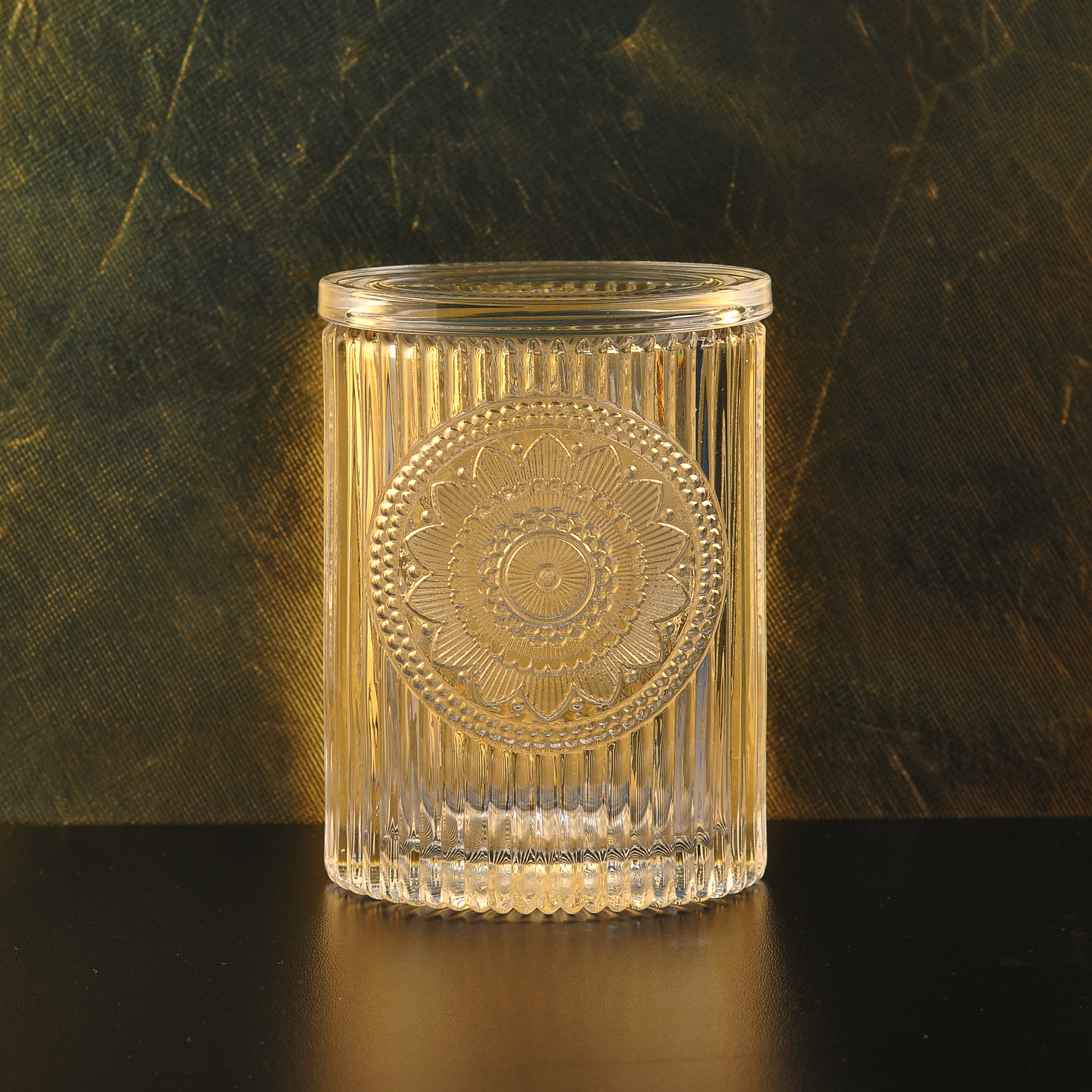 Sunny color crystal lotus glass candle jars with lid