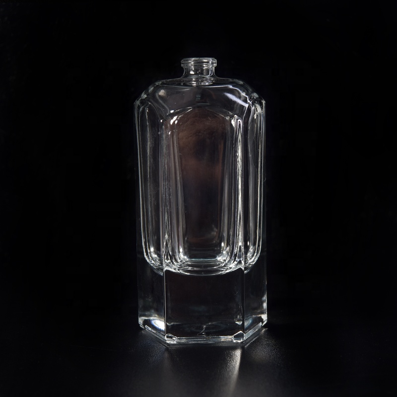 100ml ODM Transparent hexagon crystal glass container oil essential perfume spray bottles factory