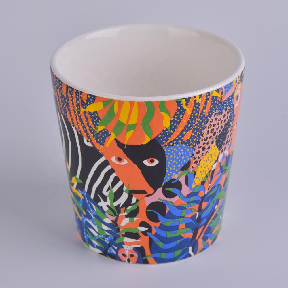 Customized cylinder votive ceramic candle jars 8oz 10oz