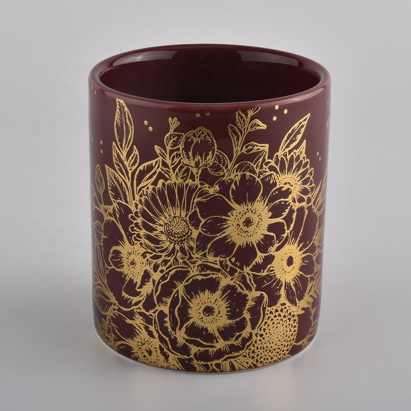 Customized home decoration warm gift red ceramic candle jar for votive candle