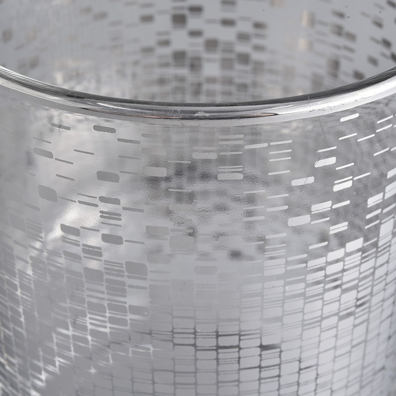 Popular exquisite craftsmanship silver empty decorative candles glass jar with logo printing