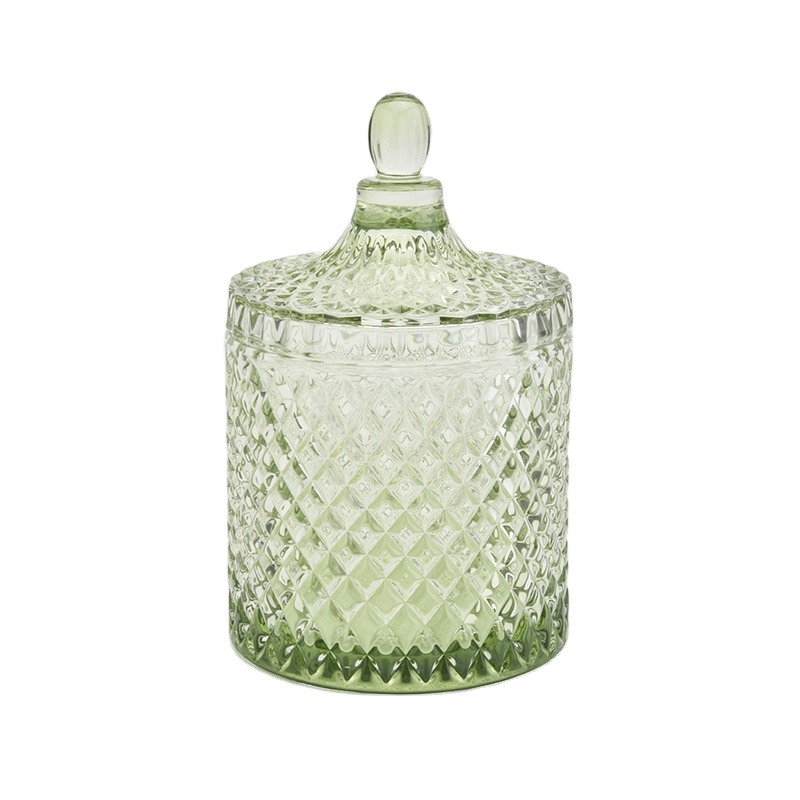 Hot sales luxury custom decorative glass candle holder with lid
