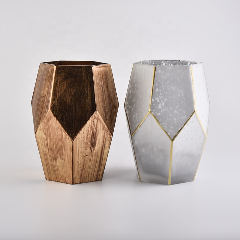 Sunny Hexagon silver mercury luxury glass candle jars