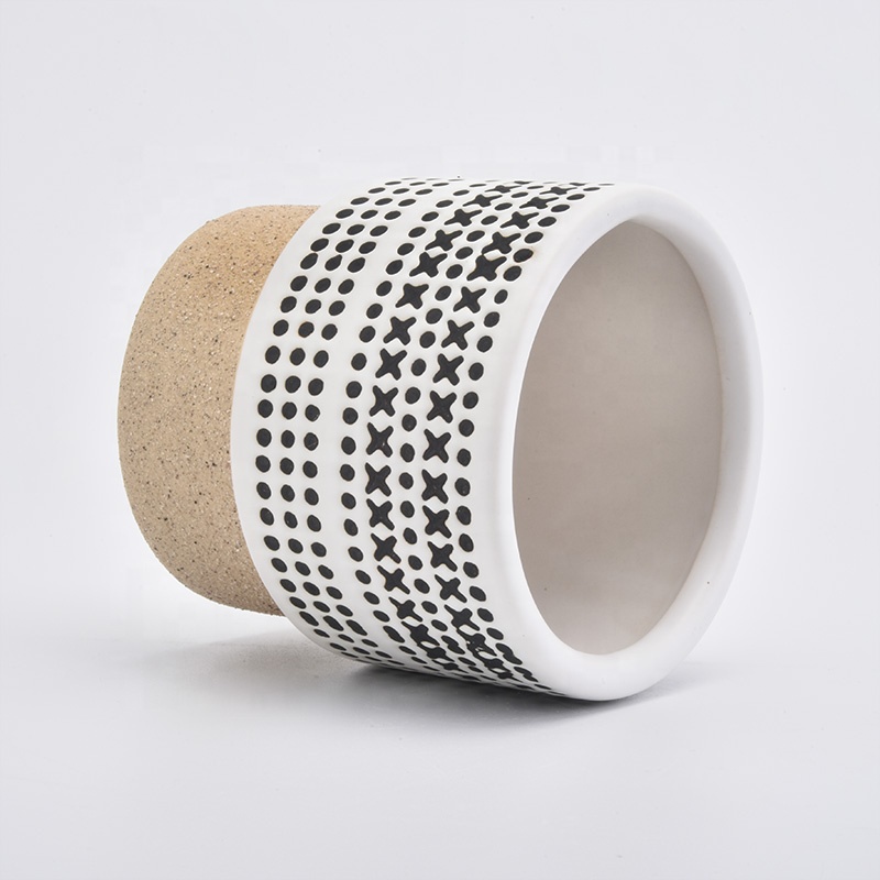 Custom empty decorative candle ceramic jar matte in bulk