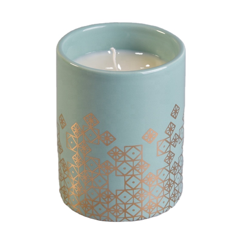 Sunny scent luxury design glod printing ceramic candle jars