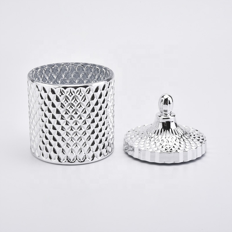 Electroplating silver home decoration candle vessel with lid