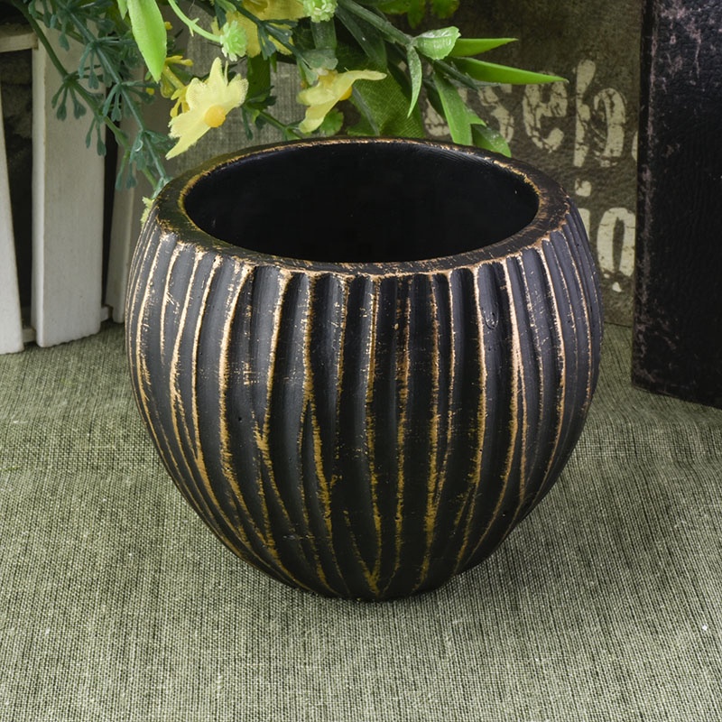 Custom striped candle votive vessel bowl ceramic candle jar party decor factory