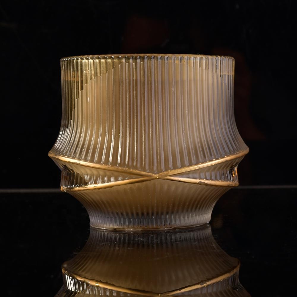Hot sales custom luxury gold glass candle jar for home decor
