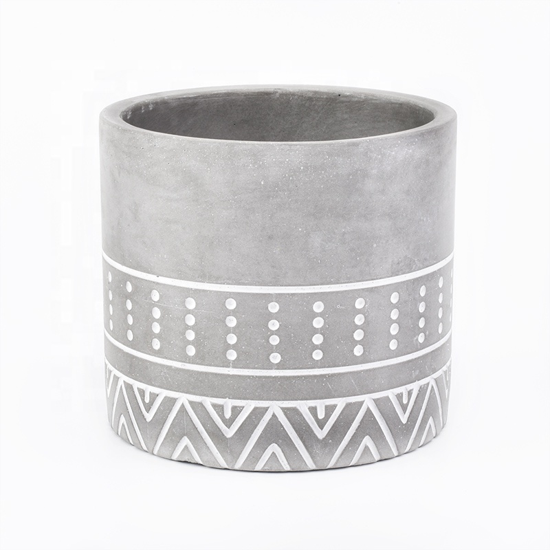 Empty customized glazed candle holder cement candle container home decoration