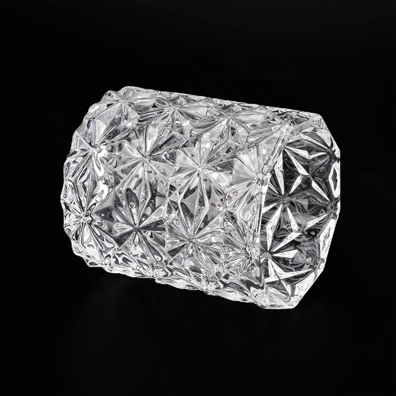 Geo Polygon transparent tealight candle holder glass candle vessel home decoration wholesale