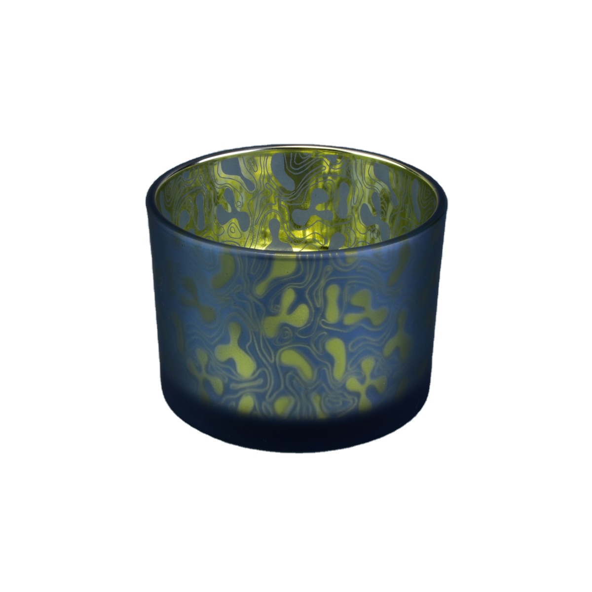 Sunny design matte blue luxury glass candle holder vessel